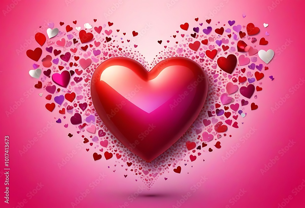 Vibrant Valentine's Day Image with Red Heart Floating Hearts and Sparkles Vibrant Valentine's Day Image with Red Heart Floating Hearts and Sparkles