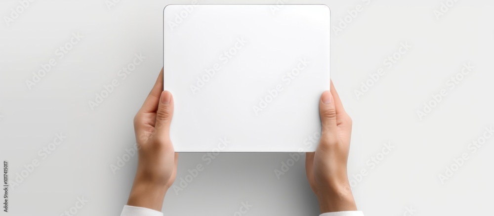 Mockup of a Tablet Computer Being Held by Two Hands Mockup of a Tablet Computer Being Held by Two Hands