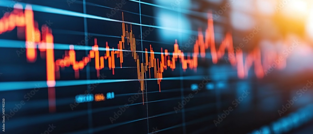 Abstract stock market chart with red line graph on blue screen. Abstract stock market chart with red line graph on blue screen.