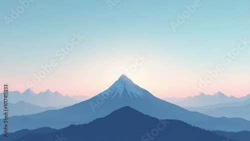 Wallpaper Mural Minimalist background featuring a majestic single mountain peak amidst a breathtaking gradient sky Torontodigital.ca