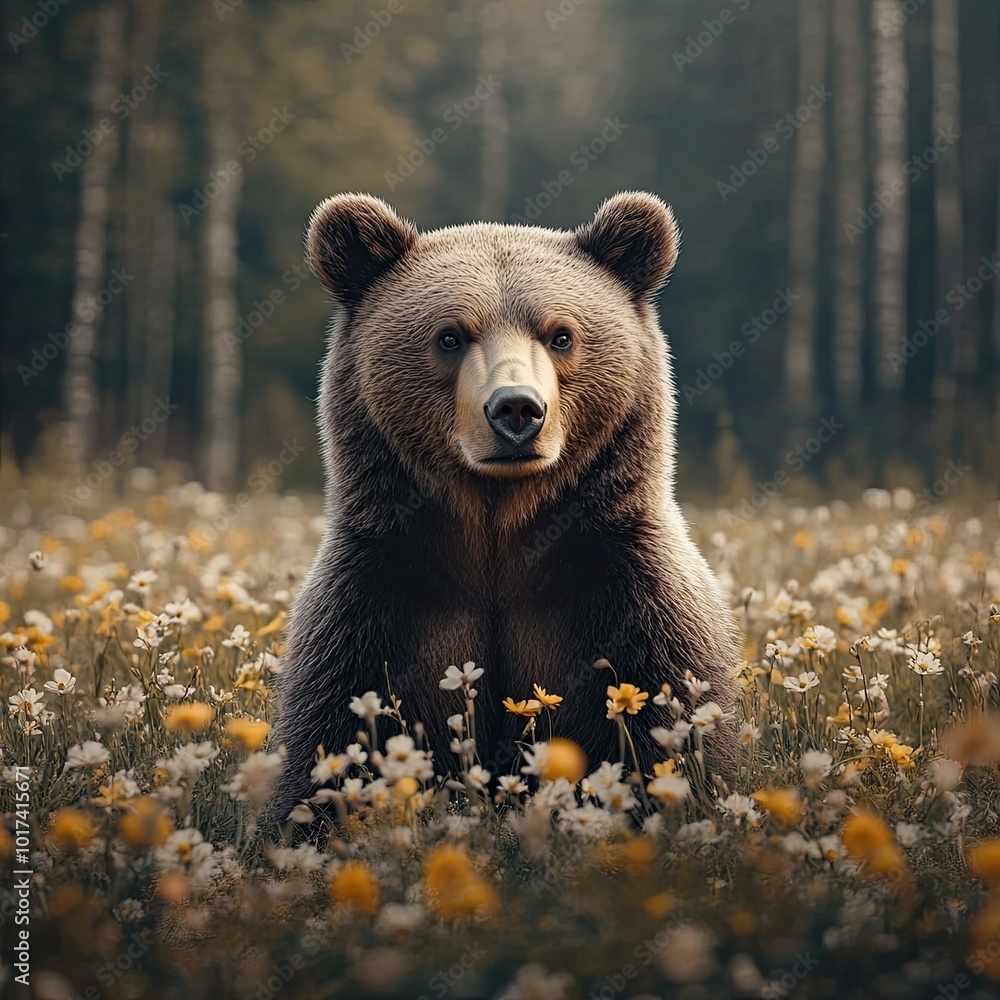 Fototapeta premium bear isolated on spring background