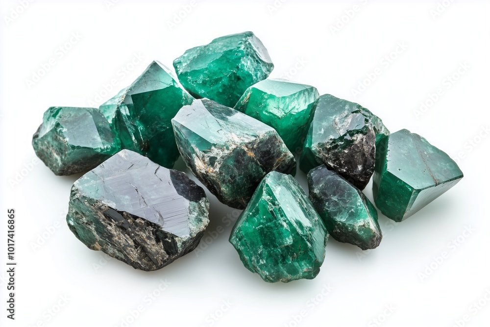 emerald gemstones isolated on white background emerald gemstones isolated on white background