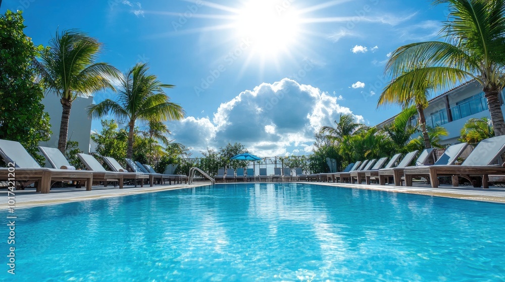 Bright Sunny Pool with Relaxing Atmosphere Bright Sunny Pool with Relaxing Atmosphere