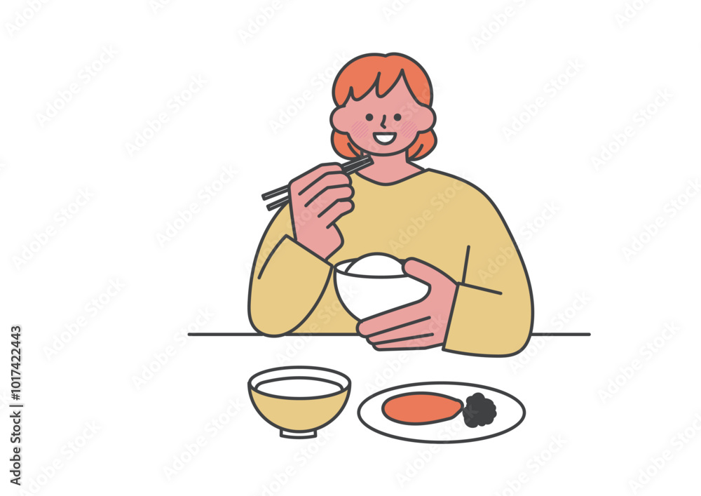 食事をしている女性