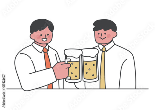 ビールで乾杯をしている男性社員
