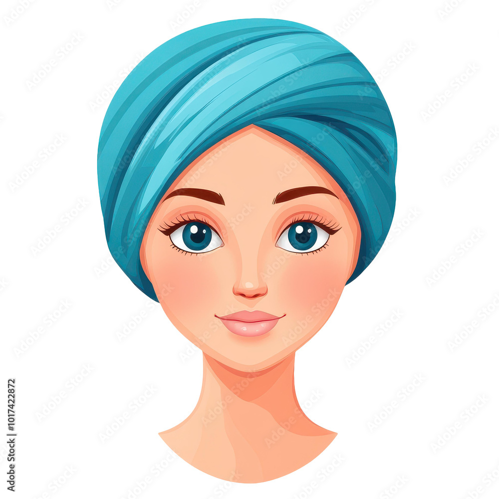 A vibrant pictogram illustrating a female oncological patient proudly wearing a turban, exuding strength and hope. A vibrant pictogram illustrating a female oncological patient proudly wearing a turban, exuding strength and hope.