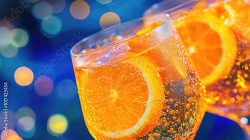 Orange cocktail drinks for festive celebration on vibrant background closeup photo