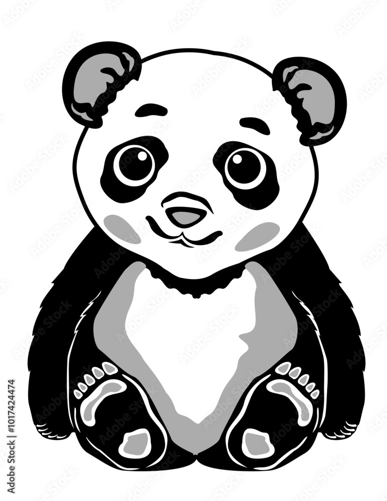 Obraz premium Cute Baby Panda | Zoo Animal | Panda Lover | Wildlife | Sitting Little Panda | Wild Little Panda | Panda | Cute Animal | Original Illustration | Vector and Clipart | Cutfile and Stencil