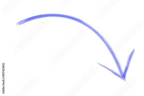 右肩下がりの青い矢印の水彩イラスト素材