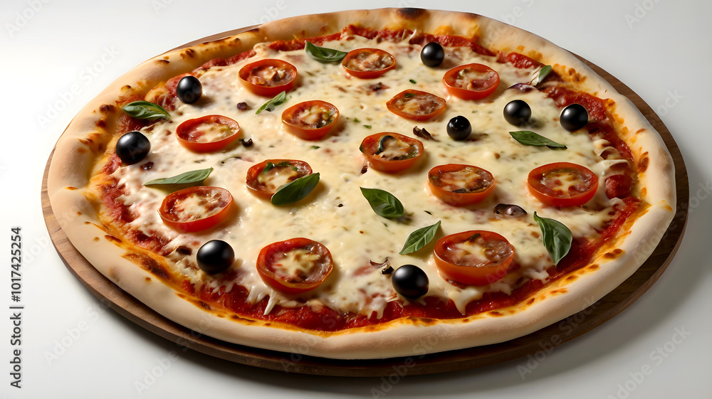 a pizza in white background
a pizza in white background