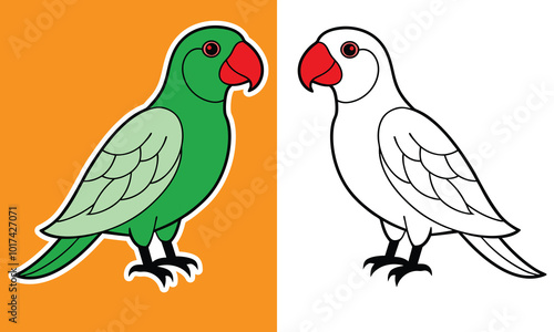  parrot Beautiful bird animal cartoon sticker vector