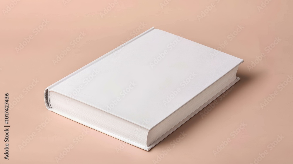 Fototapeta premium A blank white book cover rests on a clean background, showcasing the simplicity of branding mockups.