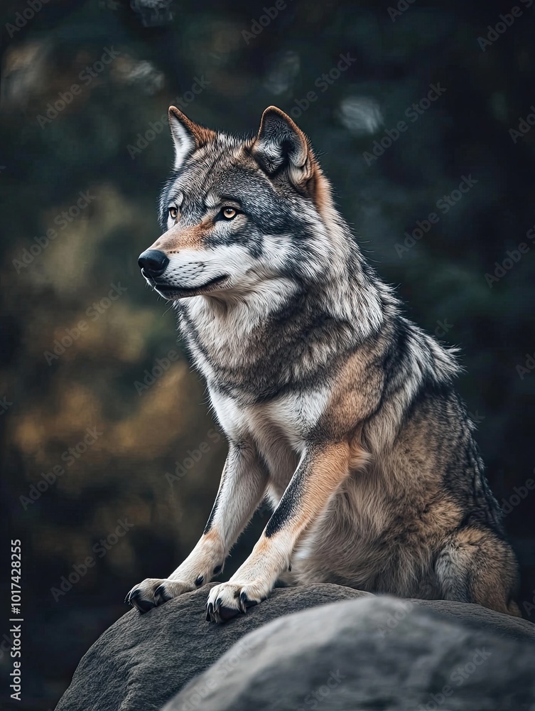 Naklejka premium wolf isolated on paper background