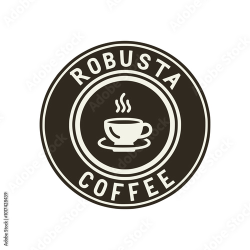 robusta coffee circle emblem vintage retro badge vector illustration template design
