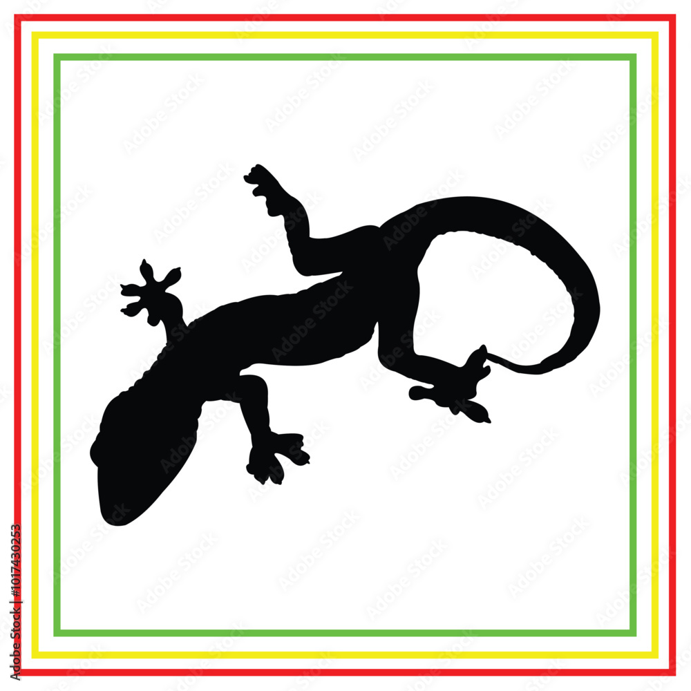 black gecko silhouette on a white background. black gecko silhouette on a white background.