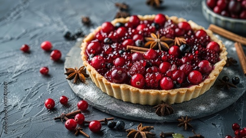 Jellied Cranberry and Bilberry Tart with Winter Spices 