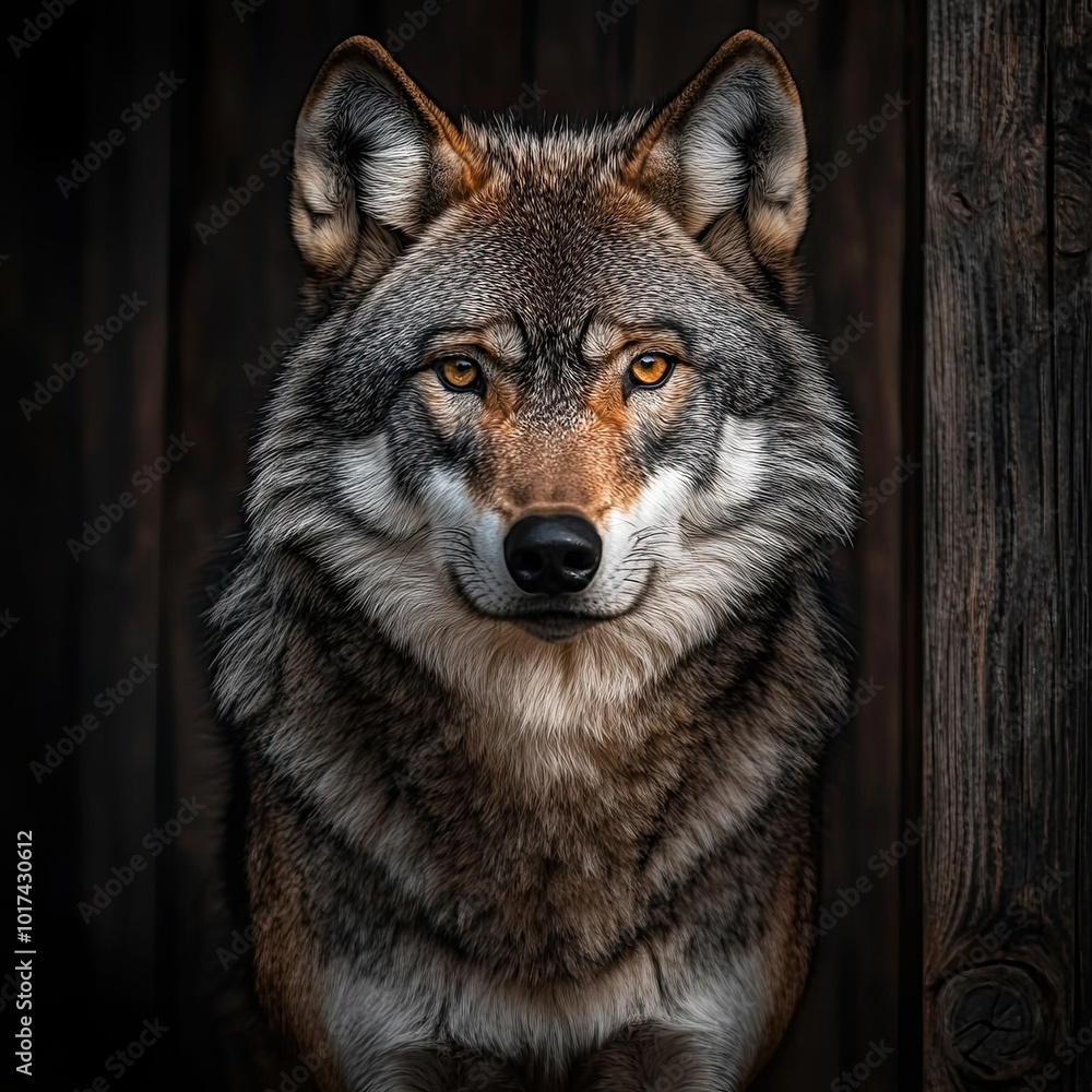 Fototapeta premium wolf isolated on wooden background