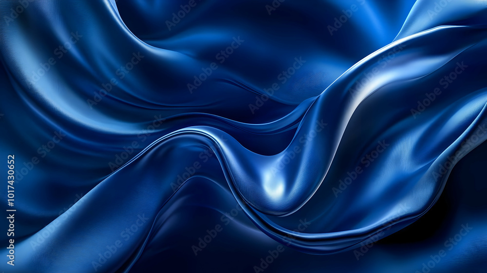 Fototapeta premium Abstract Blue Fabric Waves Background