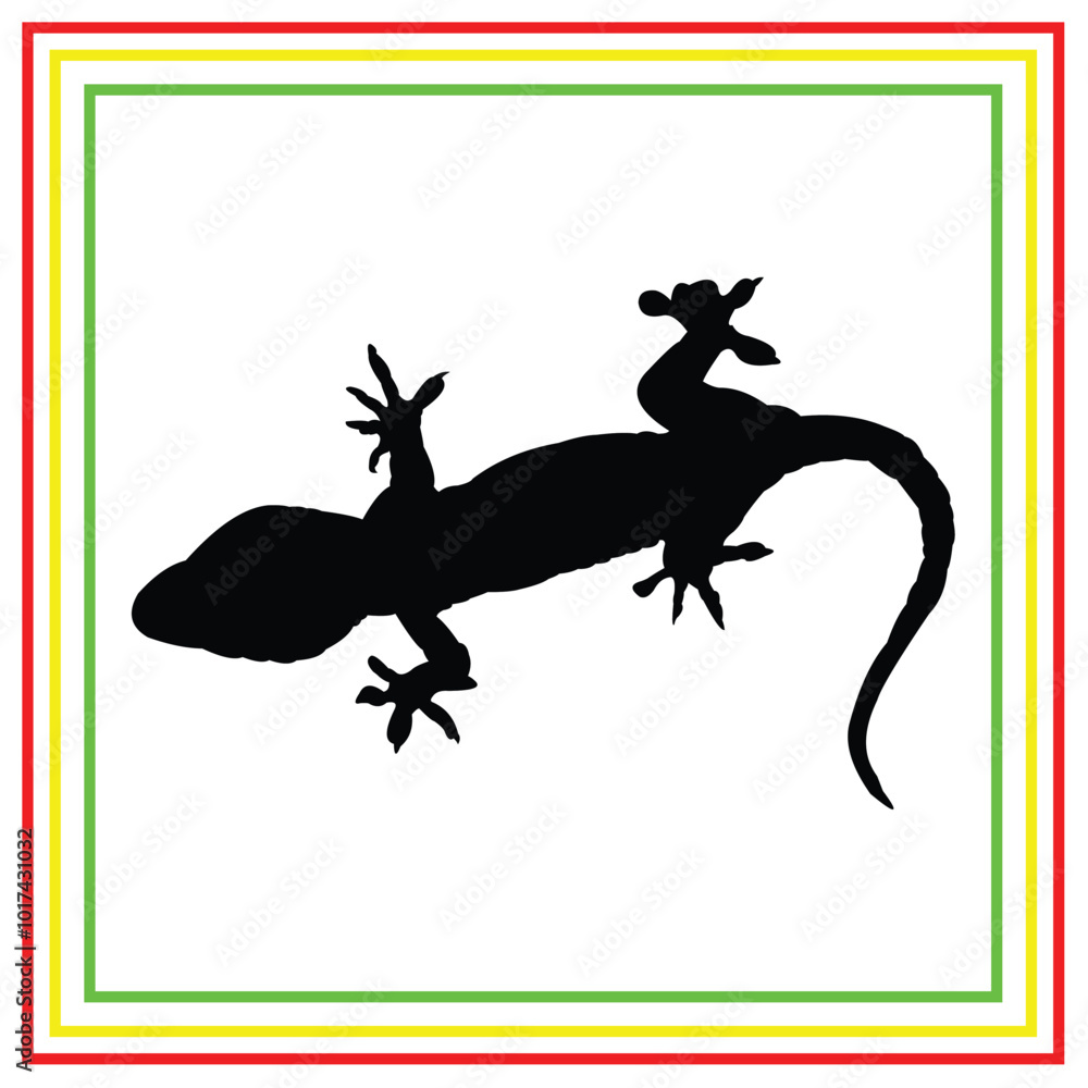 black gecko silhouette on a white background. black gecko silhouette on a white background.