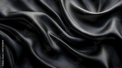 Abstract Black Draped Fabric Texture - 3D Illustration