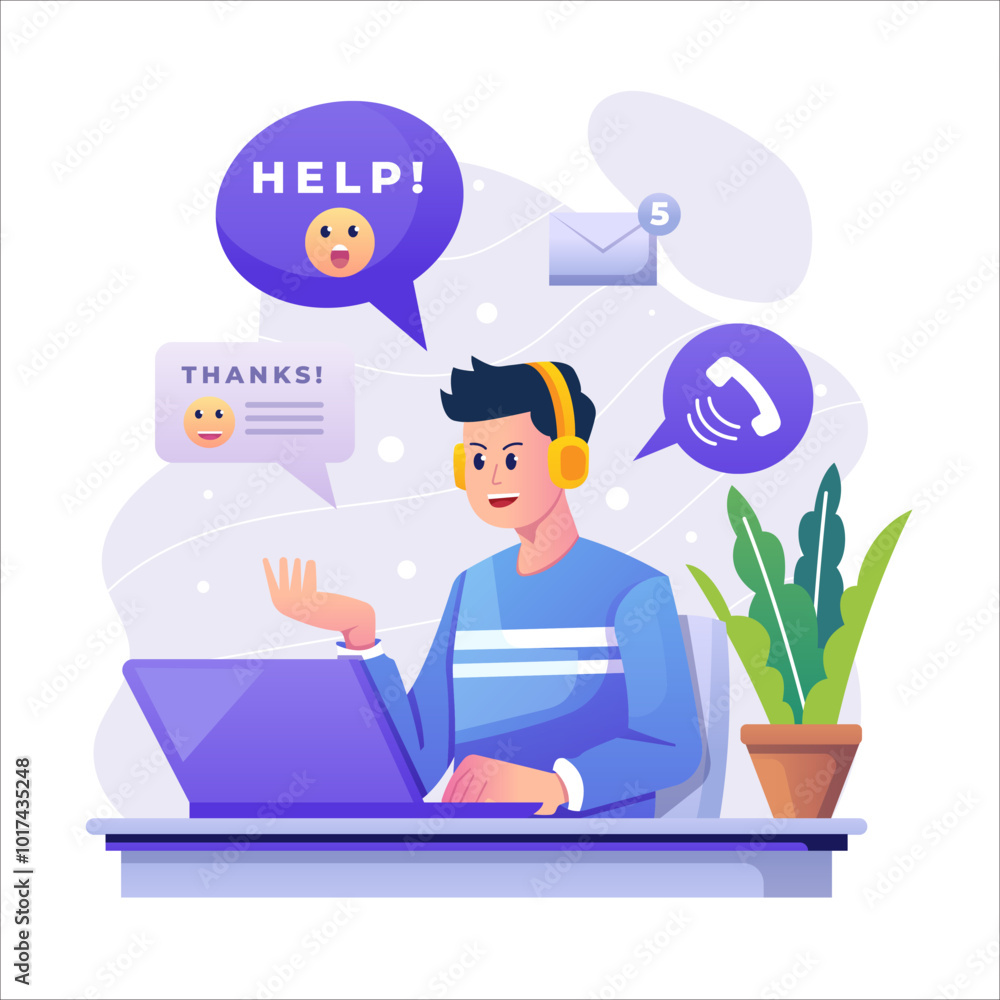Customer Service Illustration using modern style vector view Customer Service Illustration using modern style vector view
