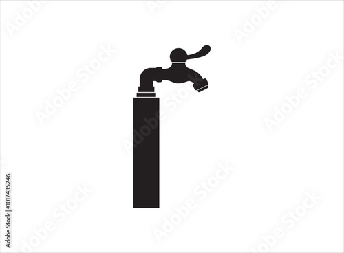 Water faucet, tap, pipe vector icon isolated white