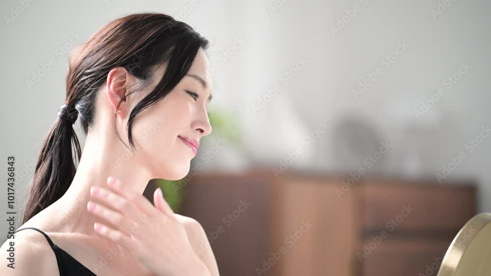 Video of a beautiful woman concerned about skin dryness and skin care with creams. Video of a beautiful woman concerned about skin dryness and skin care with creams.