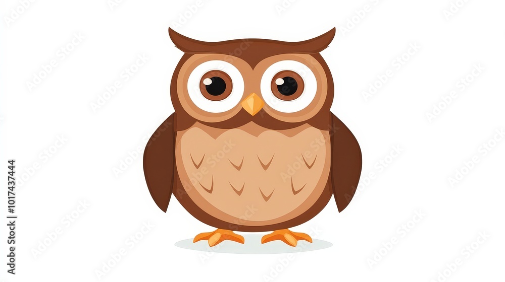 Cute cartoon owl illustration with big eyes on white background Cute cartoon owl illustration with big eyes on white background