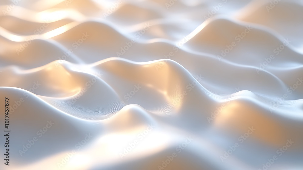 Fototapeta premium A serene, abstract image of soft, undulating waves, creating a tranquil, dreamy atmosphere with gentle light and smooth textures.