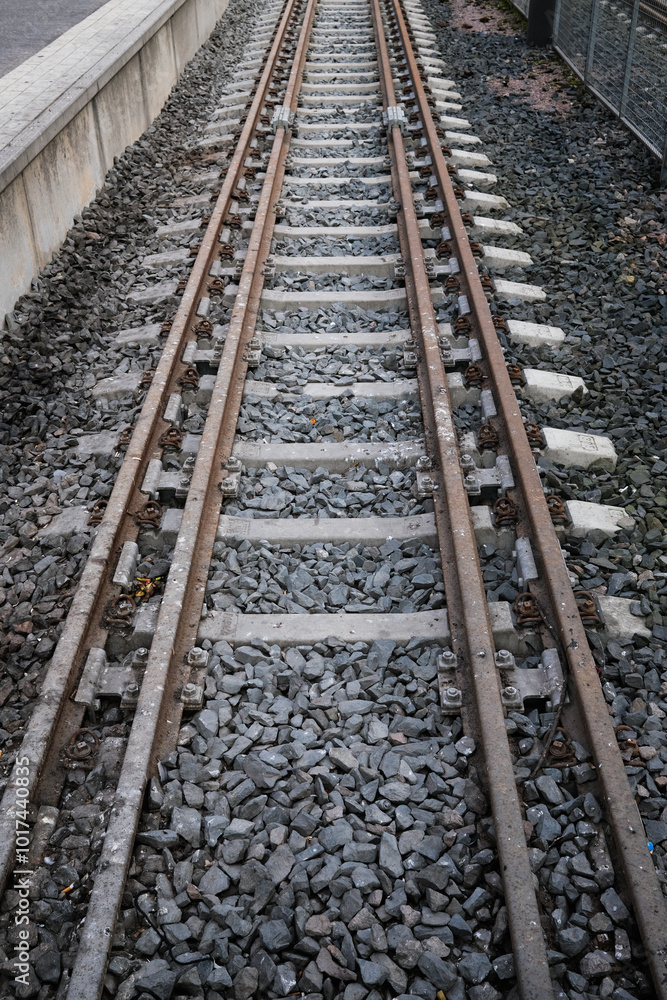 Railway tracks at a railway station Railway tracks at a railway station