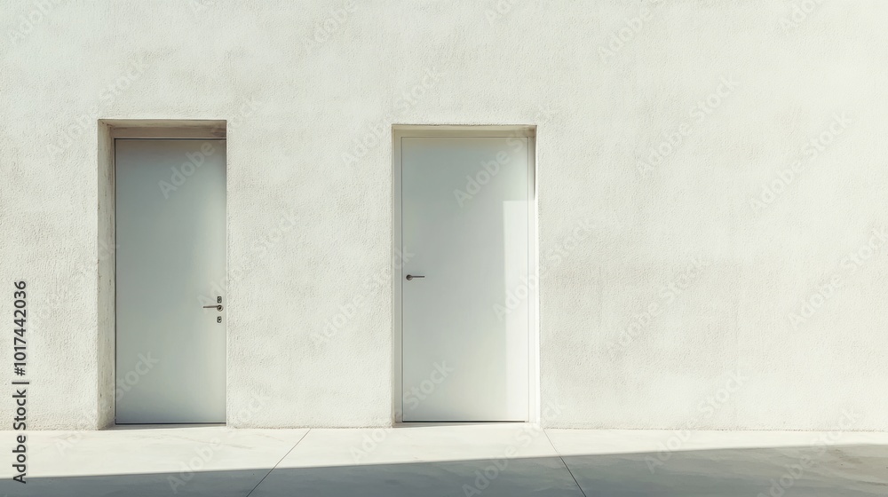 Two White Doors on a White Wall Two White Doors on a White Wall