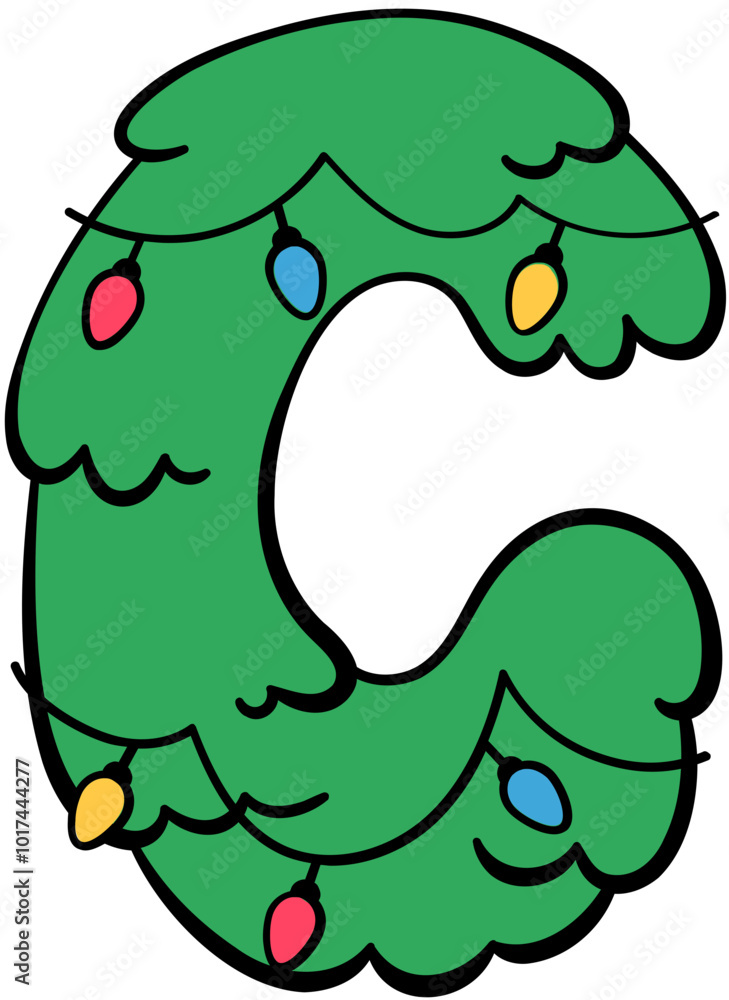 Naklejka premium C Christmas Tree Hanging Light Decor Alphabet