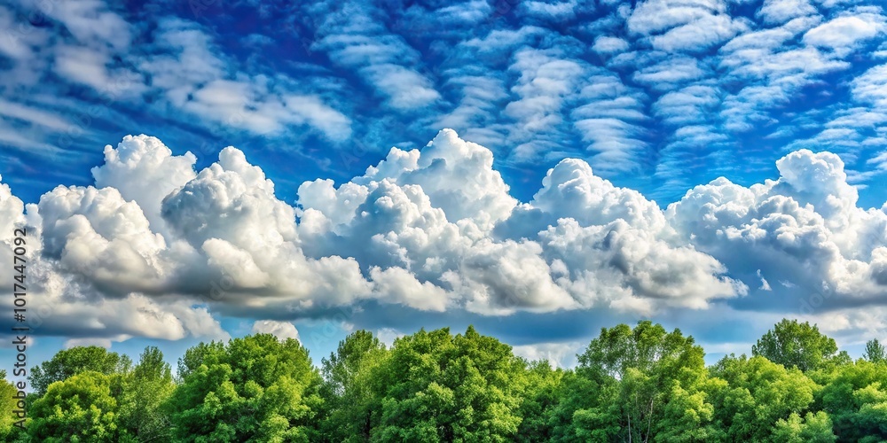 Altocumulus cloud over trees in summer Altocumulus cloud over trees in summer