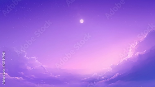 Purple gradient sky illuminated by soft moonlight and thick clouds photo