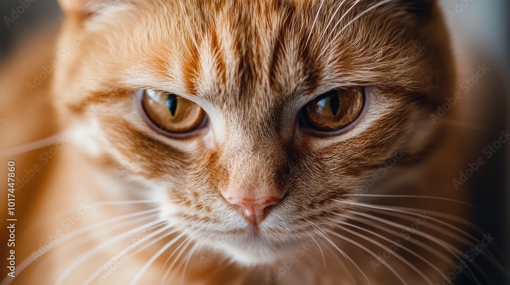 Orange Tabby Cat Portrait with Glaring Expression Orange Tabby Cat Portrait with Glaring Expression