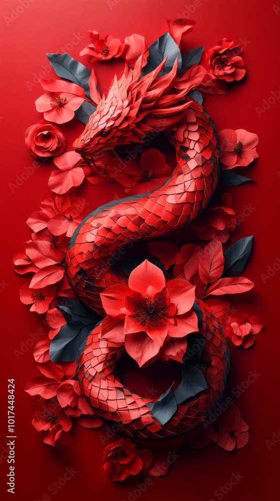 Wooden snake, symbol of the new year origami. Wooden snake, symbol of the new year origami.