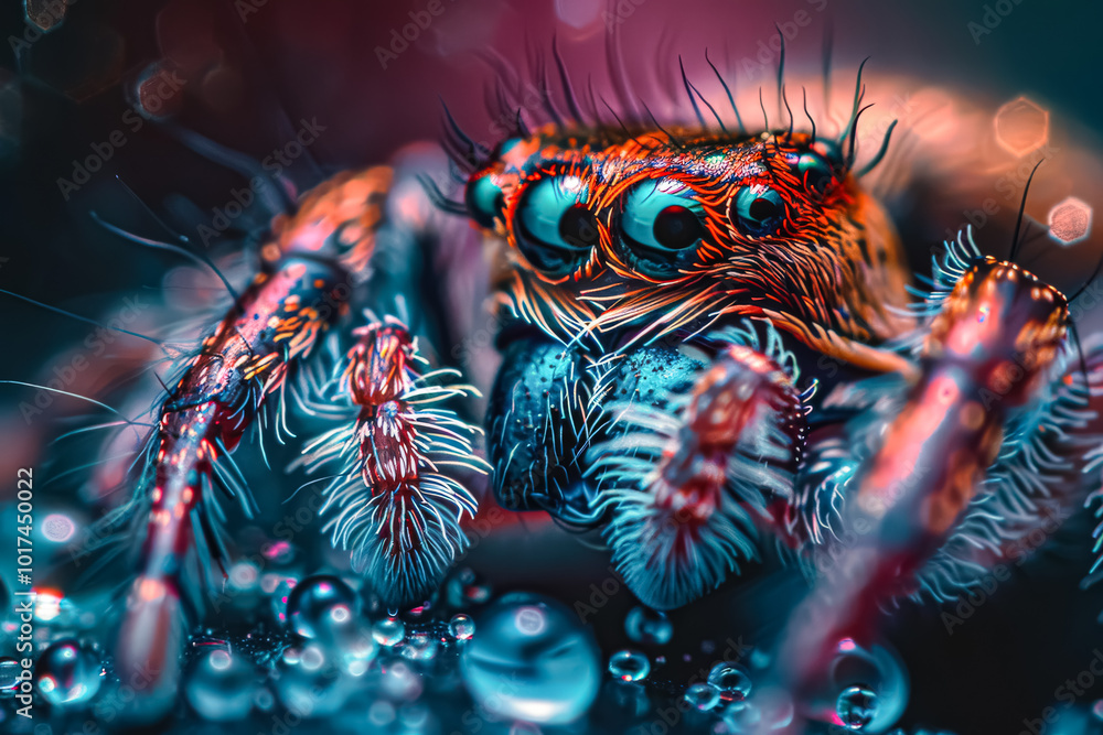 Spider with long, red and black legs and a red head Spider with long, red and black legs and a red head