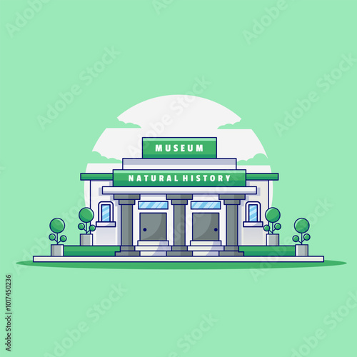 Museum Building Illustration using modern style vector view