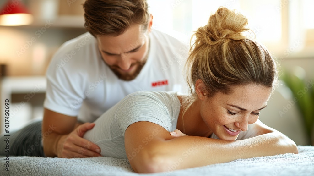 Woman Enjoying Wellness Therapy Session in Calm Setting Woman Enjoying Wellness Therapy Session in Calm Setting