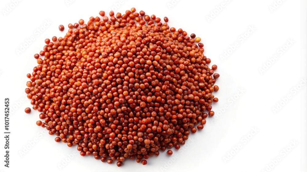 Aerial view of red sorghum on white background Aerial view of red sorghum on white background
