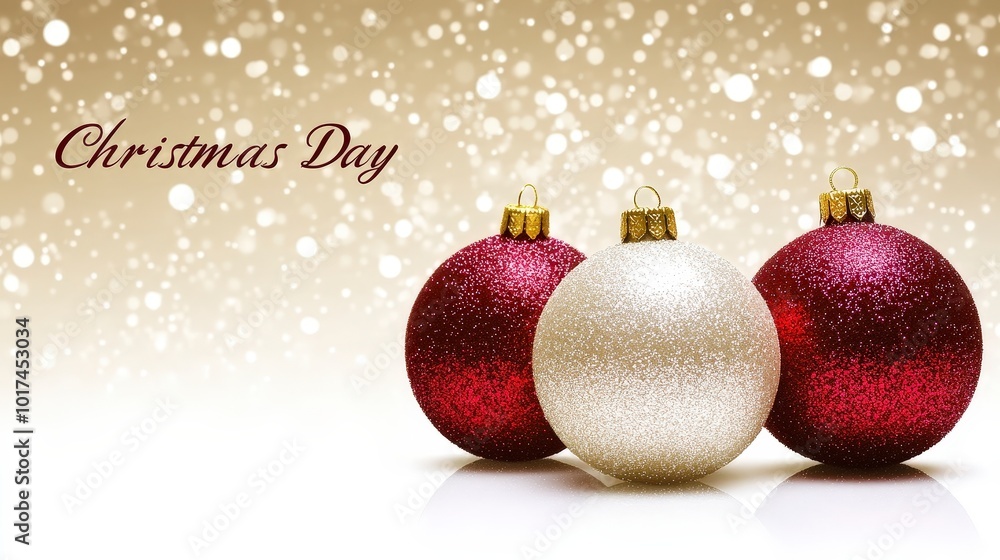 Decorative christmas ornaments with sparkling background for festive holiday celebration Decorative christmas ornaments with sparkling background for festive holiday celebration