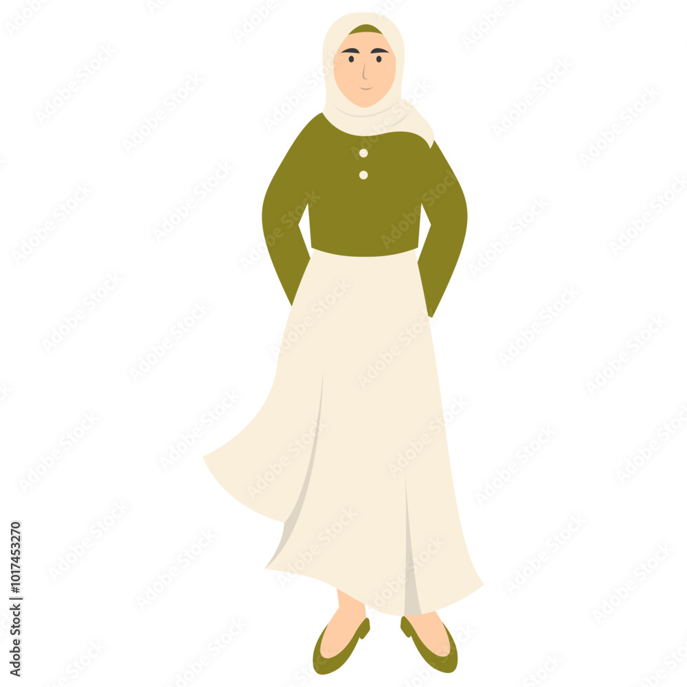 Hijab Girl Fashion Style Character. Vector Illustration in Flat Cartoon Design. Hijab Girl Fashion Style Character. Vector Illustration in Flat Cartoon Design.