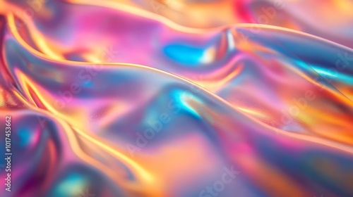 Wallpaper Mural A vibrant, wavy surface featuring a blend of colors, showcasing iridescent textures that shift in light and depth. Torontodigital.ca