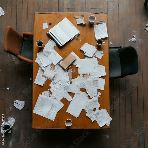 Messy Office Desk: Business, Stress, and Overwork
