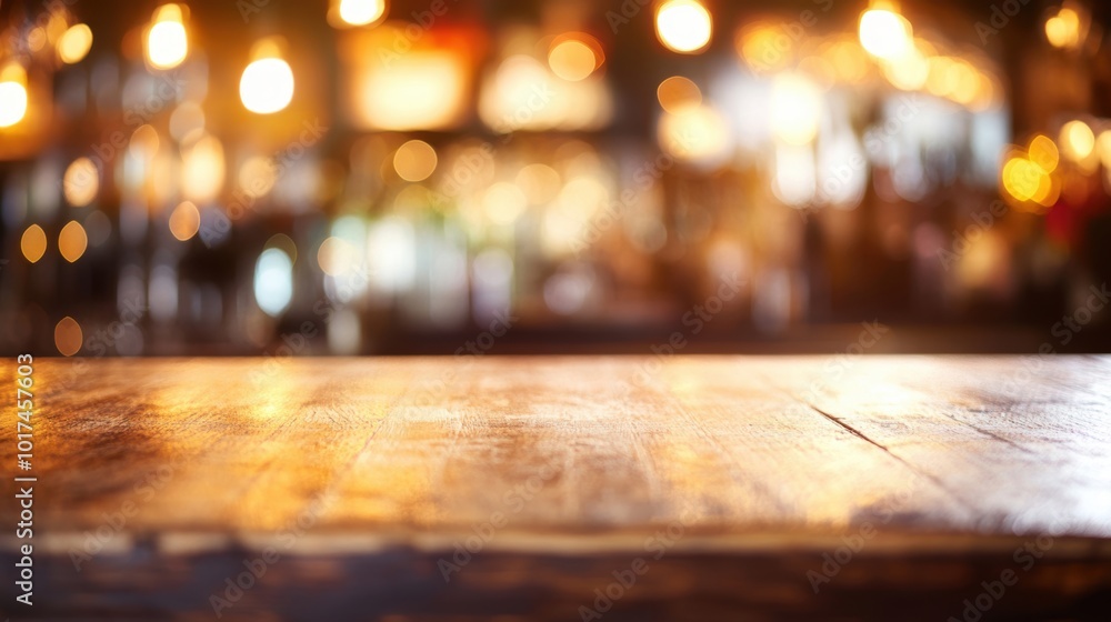 The wooden bar counter showcases beautiful reflections under soft lighting, enhancing the inviting ambiance of a quiet bar The wooden bar counter showcases beautiful reflections under soft lighting, enhancing the inviting ambiance of a quiet bar