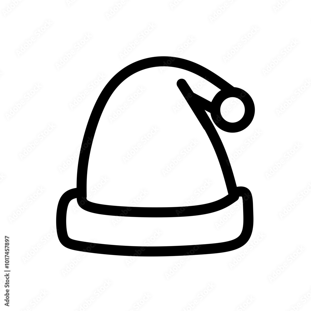 Vector Santa Claus Hat Hand Drawn Line Style, Christmas Hat Illustration, Santa Claus Christmas Beanie Hat Icon, Headwear Line Art Icon Vector Santa Claus Hat Hand Drawn Line Style, Christmas Hat Illustration, Santa Claus Christmas Beanie Hat Icon, Headwear Line Art Icon