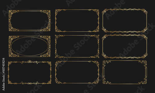 Luxury vintage rectangular frame collection for decorative and design projects

