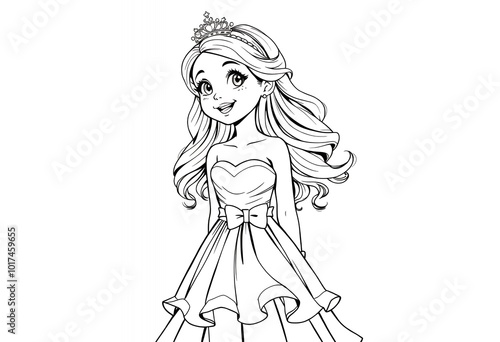 Beautiful Princess with Crown and Dress