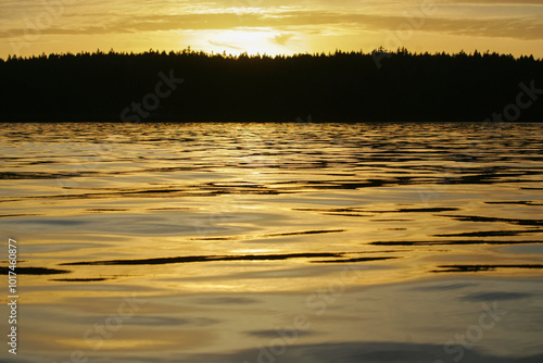 SEATTLE, WASH., U.S. - JAN. 13, 2008: The sunset casts golden hues on Puget Sound near Seattle, Wash., on Jan. 13, 2008.