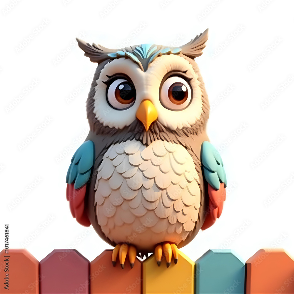 Naklejka premium 3d cartoon cartoon owl animal